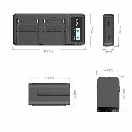 SmallRig 3823 NP-F9702 batteries + chargeur